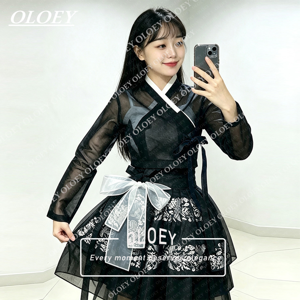 Hanbok Modern Set - أولوي فستان هانبوك قصير أسود عصري