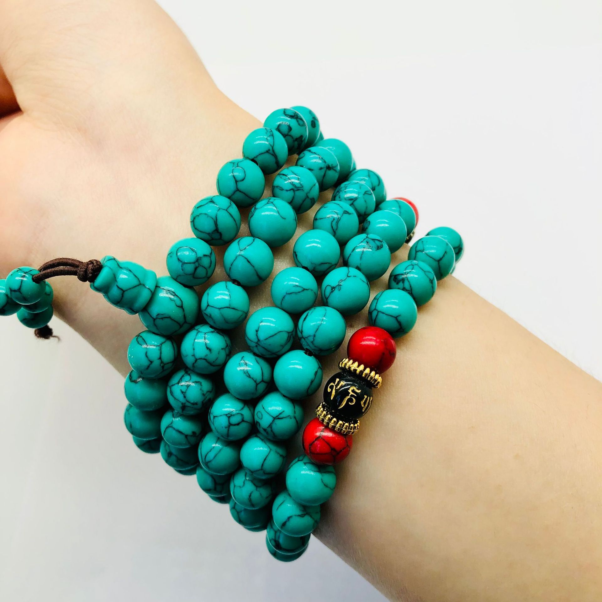 Ethnic Fashion Way - سوار فيروزي طويل، قلادة فيروزية محسنة