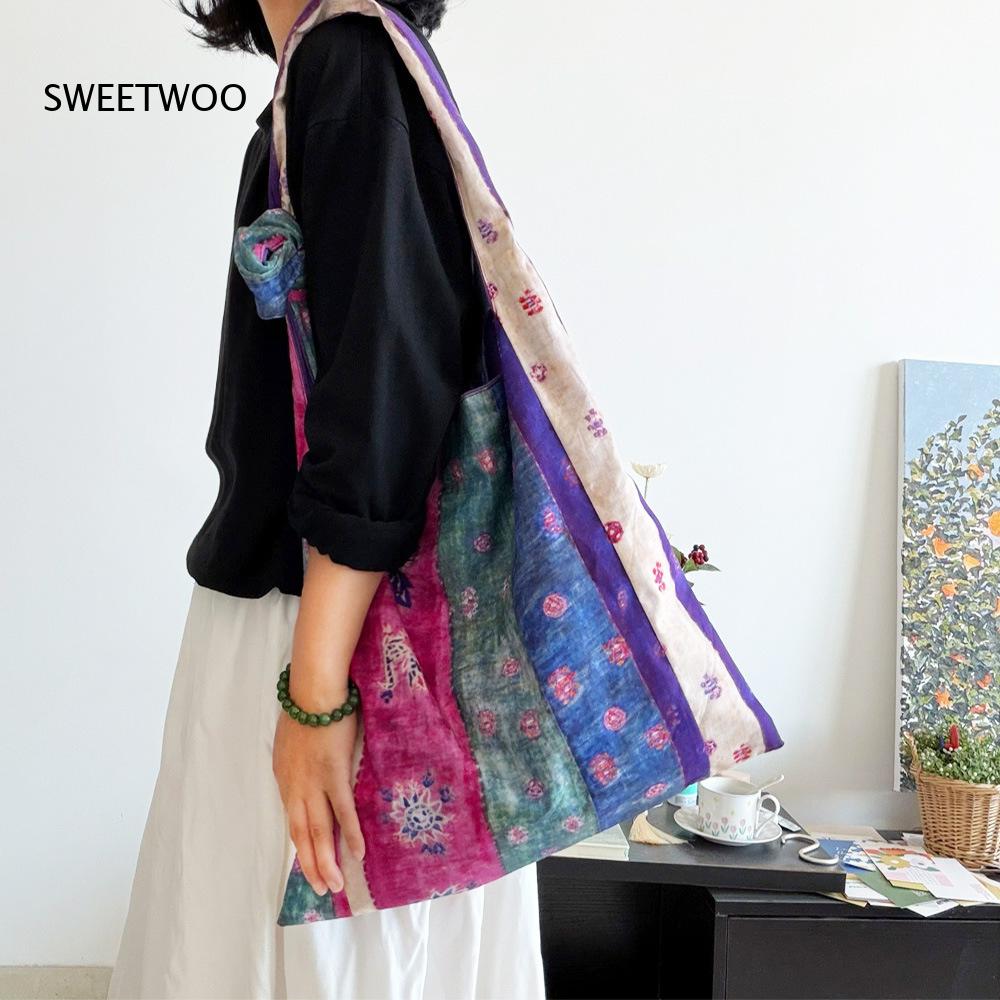 حقيبة حمل قطنية بنفسجية بتصميم - مراجعة Ethnic Fashion Way وسعره