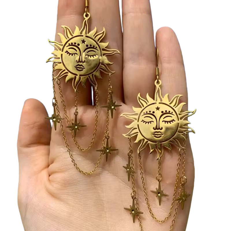 أقراط متدلية بتصميم وجه الشمس  - مراجعة Ethnic Fashion Jewellery وسعره